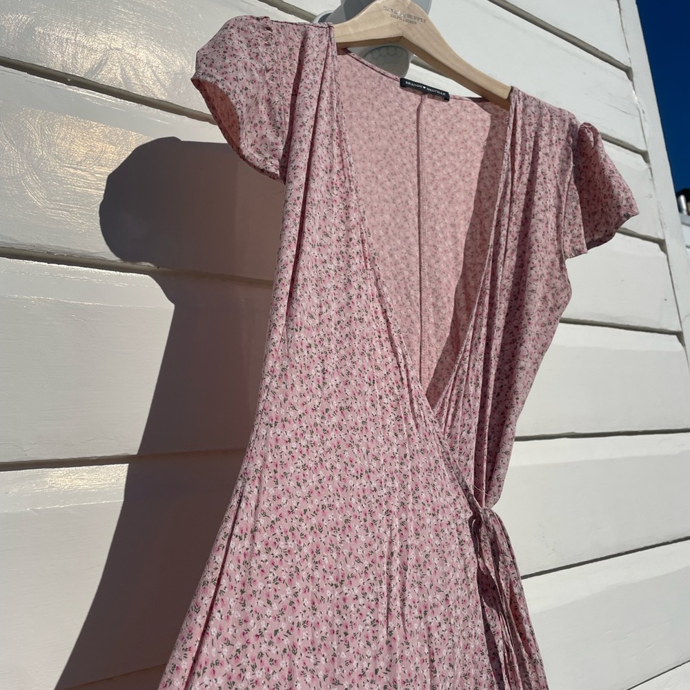 Brandy Melville Pink Floral Wrap Dress